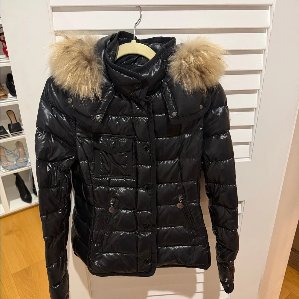 Moncler Black Puffer Jacket with Fur Hood - Picture 1 of 10